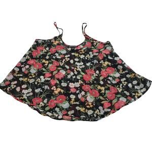 American Dream Shirt Tank Top Womens Small Floral Black Spaghetti Strap Casual